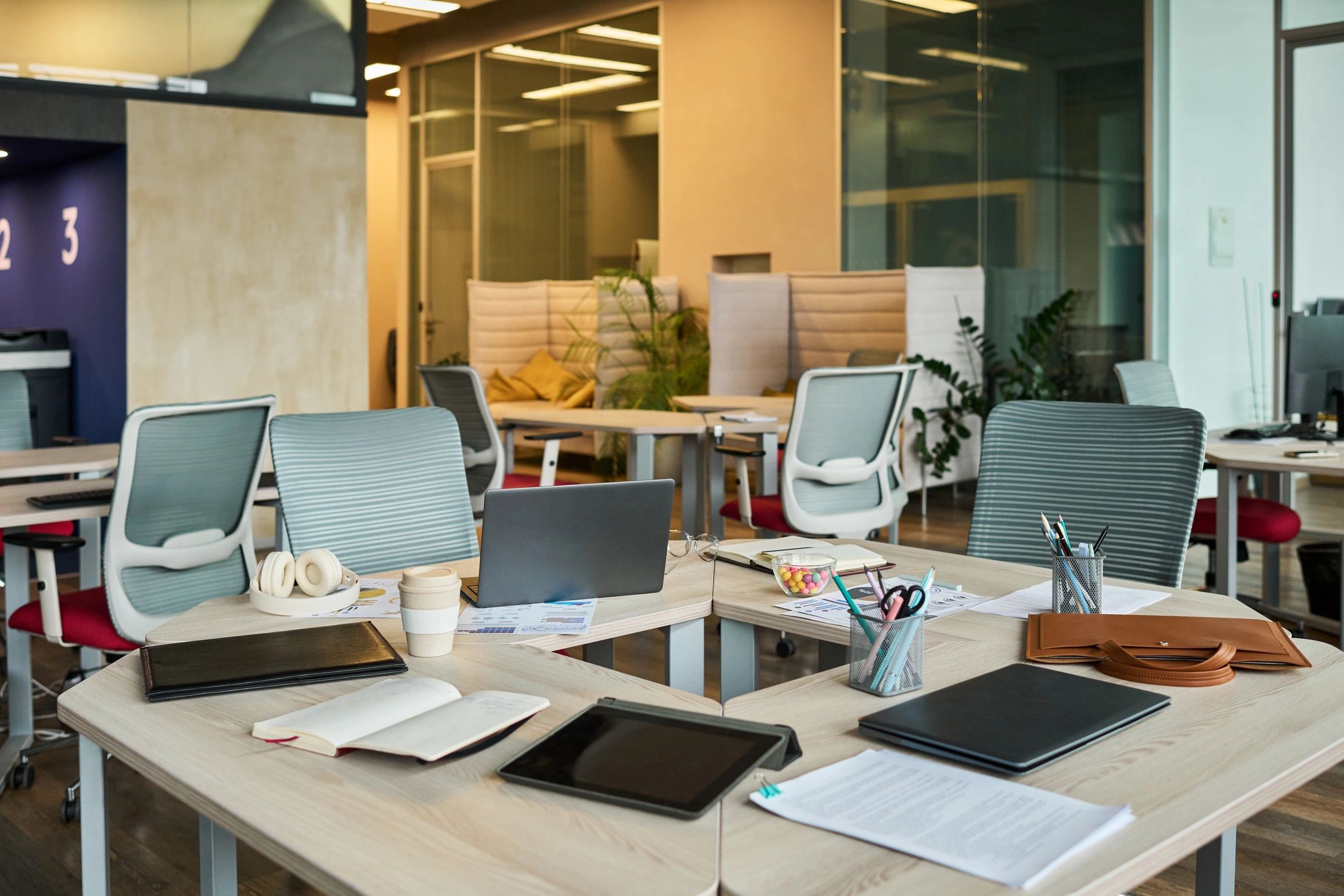 Modern workspace prepared for marketing strategy and collaboration